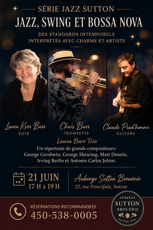 <span style="font-size:12px">YEAR-ROUND JAZZ – AUBERGE SUTTON BROUËRIE</span><BR>Laura Barr Trio